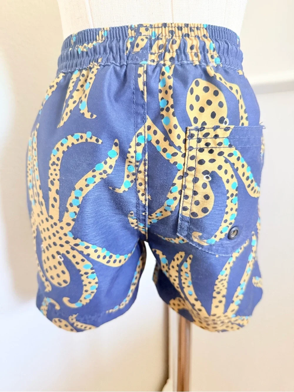 Tea Collection Boys Swim Trunks Size 3 Blue Yellow Octopus